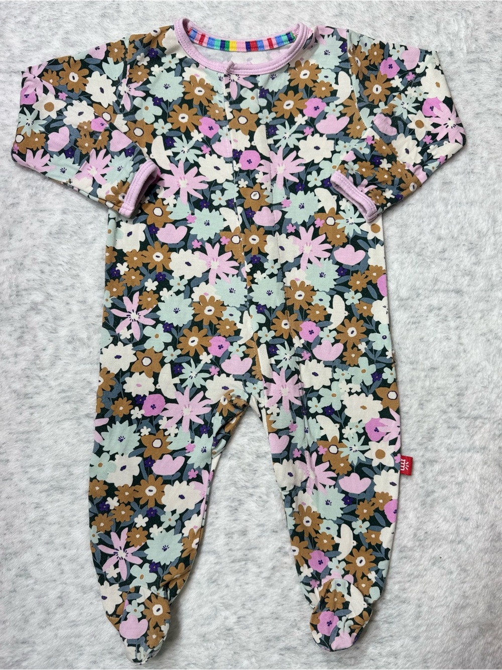 Magnetic Me Pink Floral Footie Sleeper 0-3M Baby Girl Modal Bloom Botanical